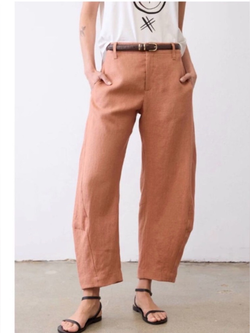 Ruti Uptown Linen Barrel Pants Dusty Coral Size 0 NWT (Fits XS - S)